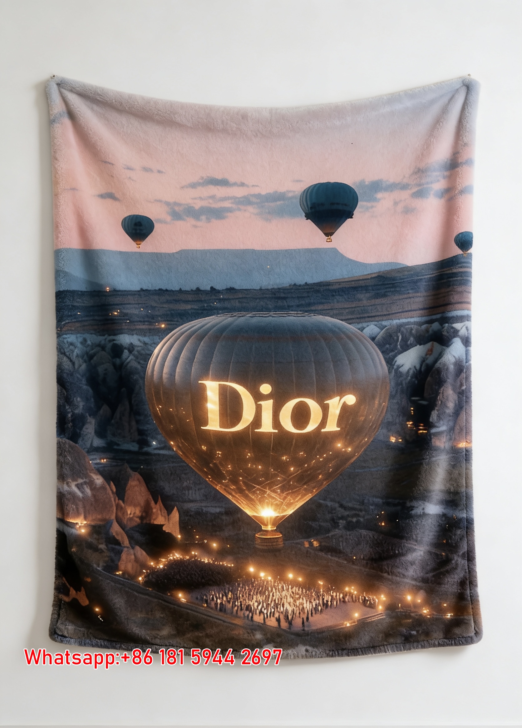 Dior Hot Air Balloon Cappadocia Flannel Sofa Throw Blanket D281